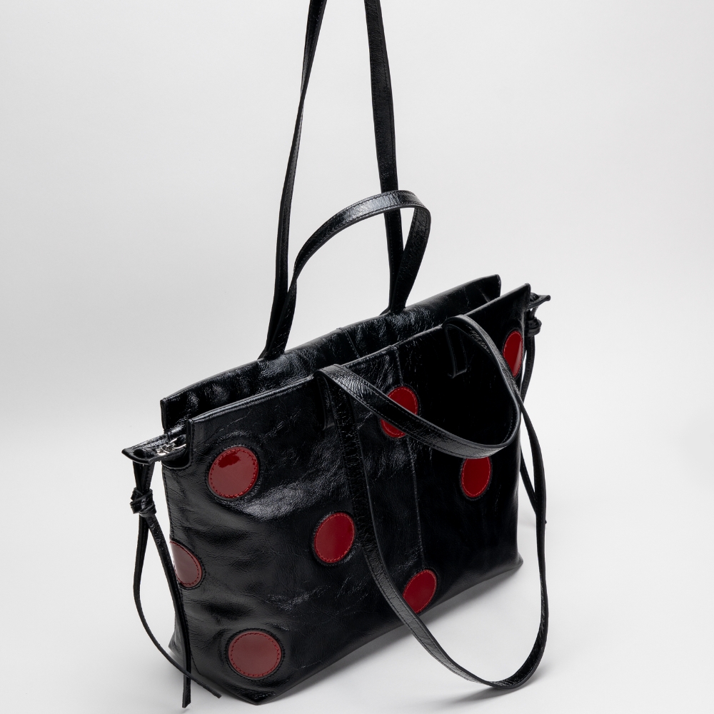 102 Túi Rủ Tote màu Polkadot Black Cherry Pattern – ảnh chi tiết 2 | XCUU